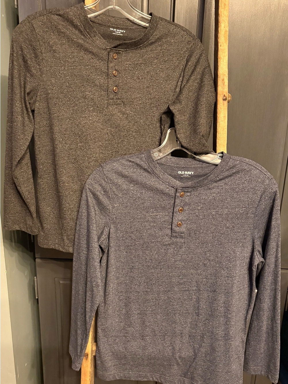 Old Navy Boys Long-Sleeve Henley Shirt Duo - Charcoal & Navy